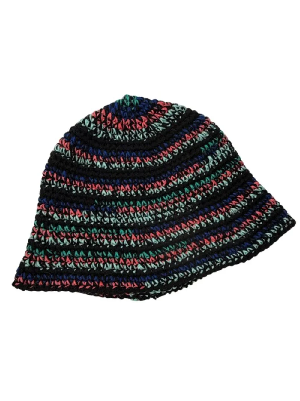 Handmade Crochet Oversized Bucket Hat Black & Neon | Festival Y2K Boho